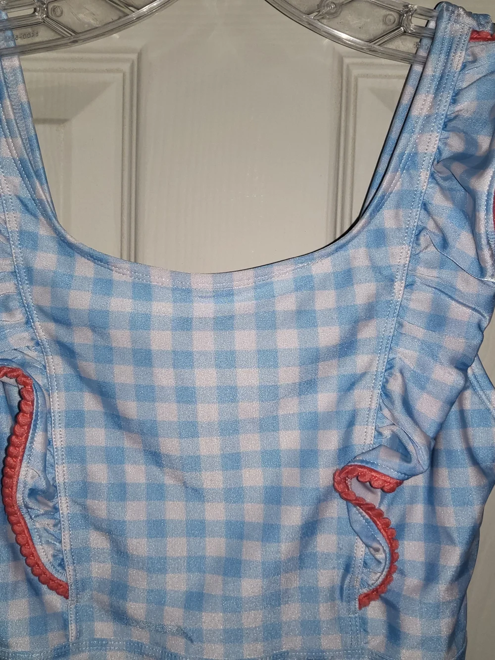 Cat & Jack Girls Blue Gingham Ruffle One-Piece Swimsuit